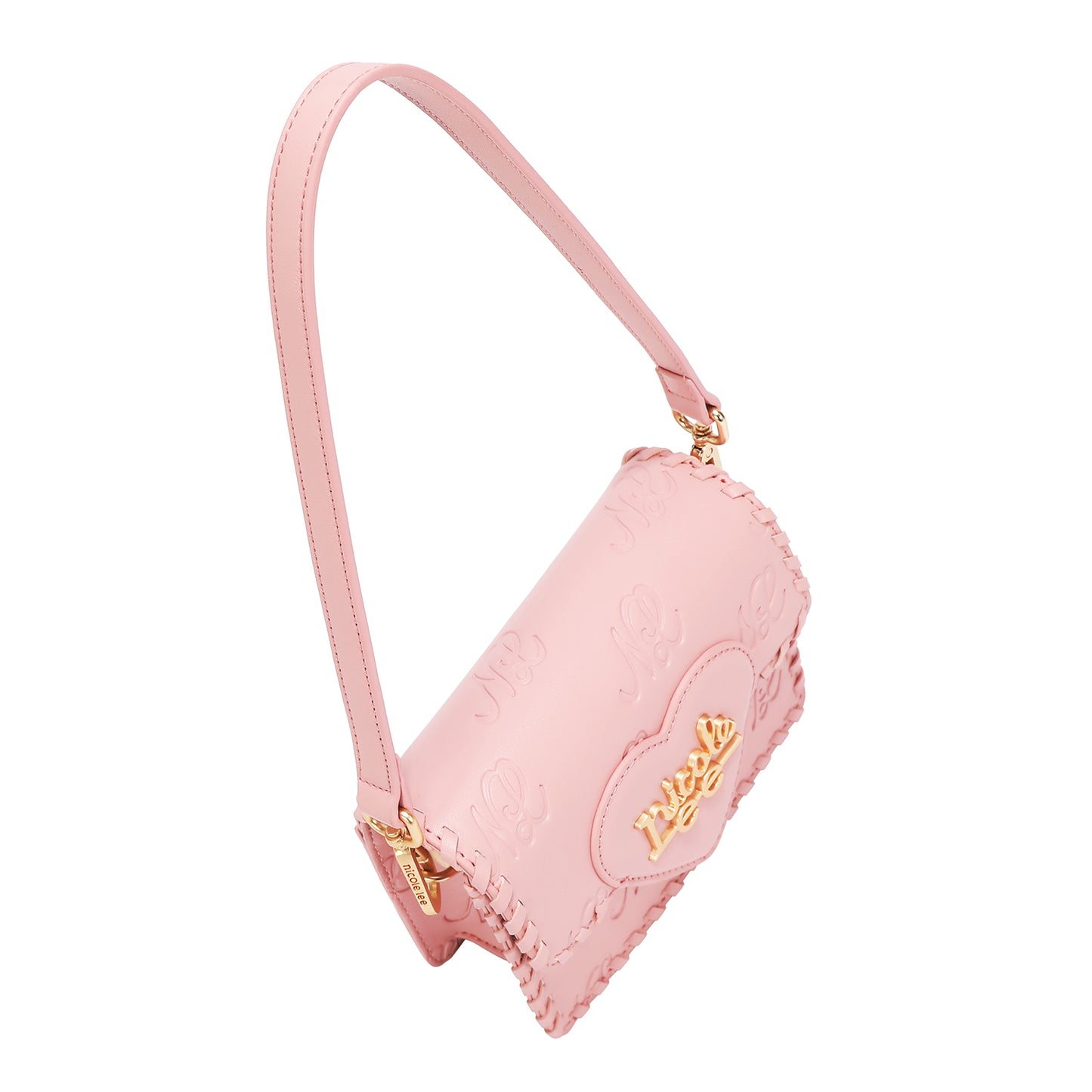 EMBOSSED NL CURVE SMALL SHOULDER BAG - EMB17669 BLACK / PINK / TAUPE/ WHITE