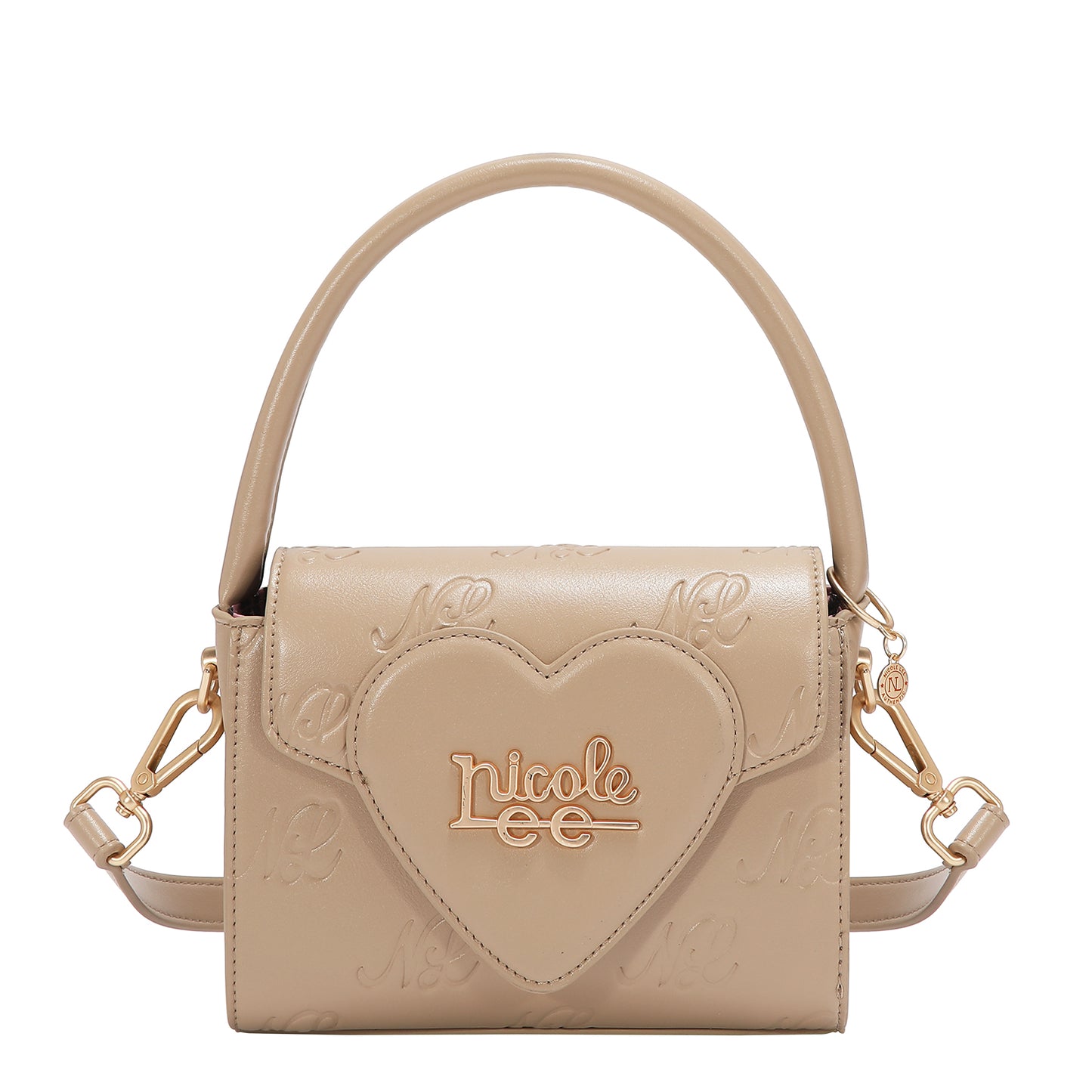 EMBOSSED NL CURVE SMALL TOP HANDLE BAG - EMB17670 BLACK/ SILVER / PINK / TAUPE