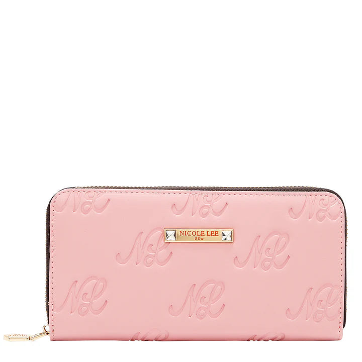 EMBOSSED NL CURVE WALLET - EMB8035 PINK