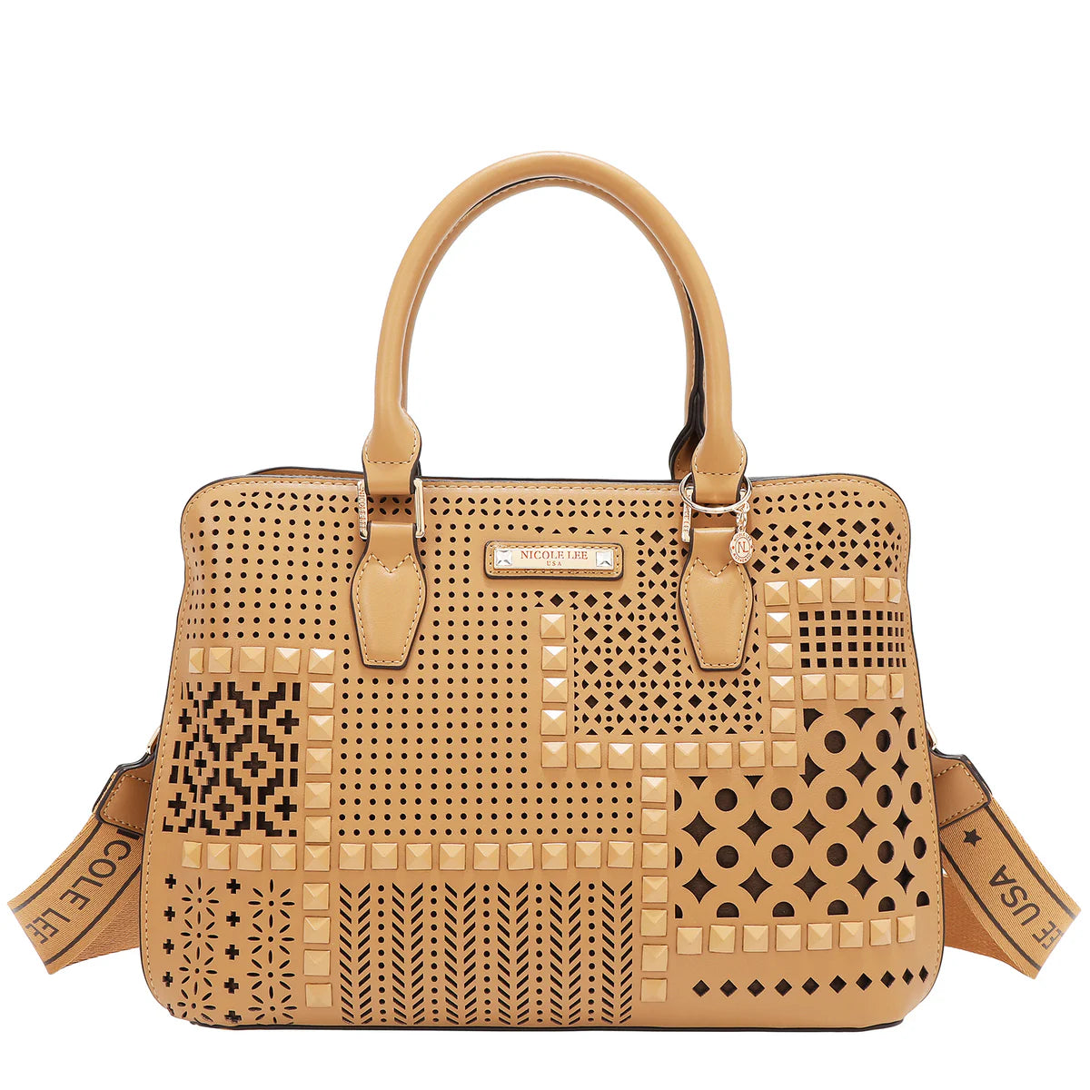 GEOMETRIC CUTOUT DOME BAG - LSR17402 CAMEL