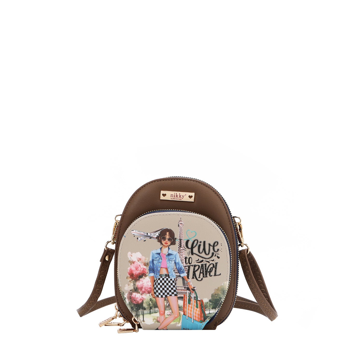 NIKKY MULTI POCKET SMALL CROSSBODY - NK24001 CHERRY LIPS BLACK / SWEET GIRL /ESSENCE OF YOU / EIFFEL DREAMS / MEANT OT LOVE YOU / FAIRY TALE / NOSTALGIA / I LIVE TO TRAAVEL