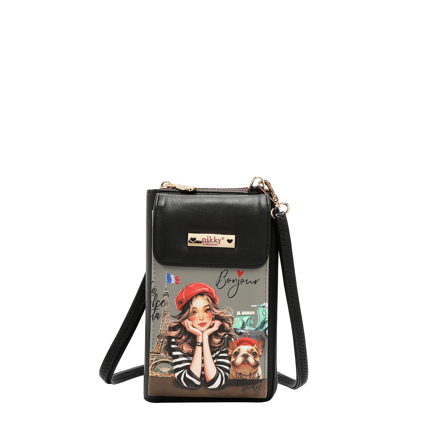 NIKKY PHONE/WALLET CROSSBODY BAG - NK24002 ESSENCE OF YOU / EIFFEL DREAMS / NOSTALGIA / FAIRY TALE / I LIVE TO TRAVEL / TRIO / FLOWER DAY / URBAN COFFEE DREAM MEANT TO LOVE YOU / FAIRY TALE /