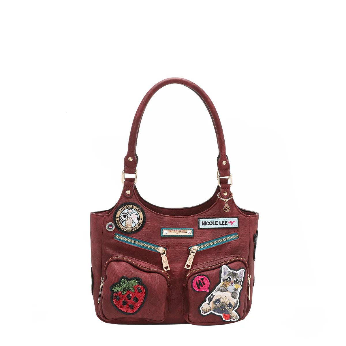 MULTI PATCH SHOULDER BAG - P17084 BLUE / GREEN / RED / BROWN