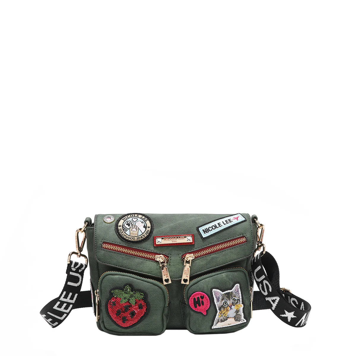 MULTI PATCH FLAP CROSSBODY - P17086 BLUE / GREEN / RED / BROWN