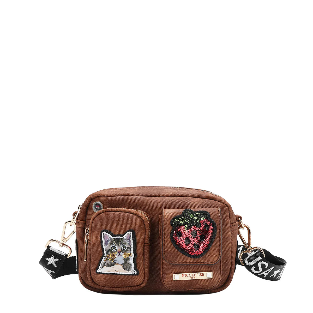 MULTI PATCH CROSSBODY - P17088 BLUE / GREEN / BROWN / RED