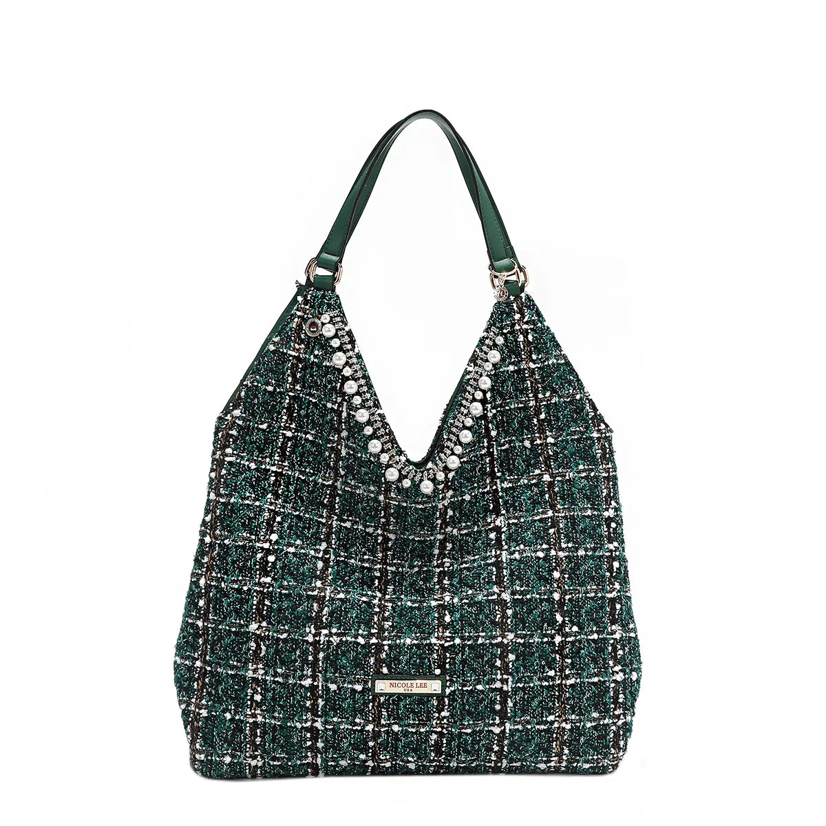 TWEED LARGE HOBO BAG - P17103 RED /BLACK/ BEIGE / GREEN