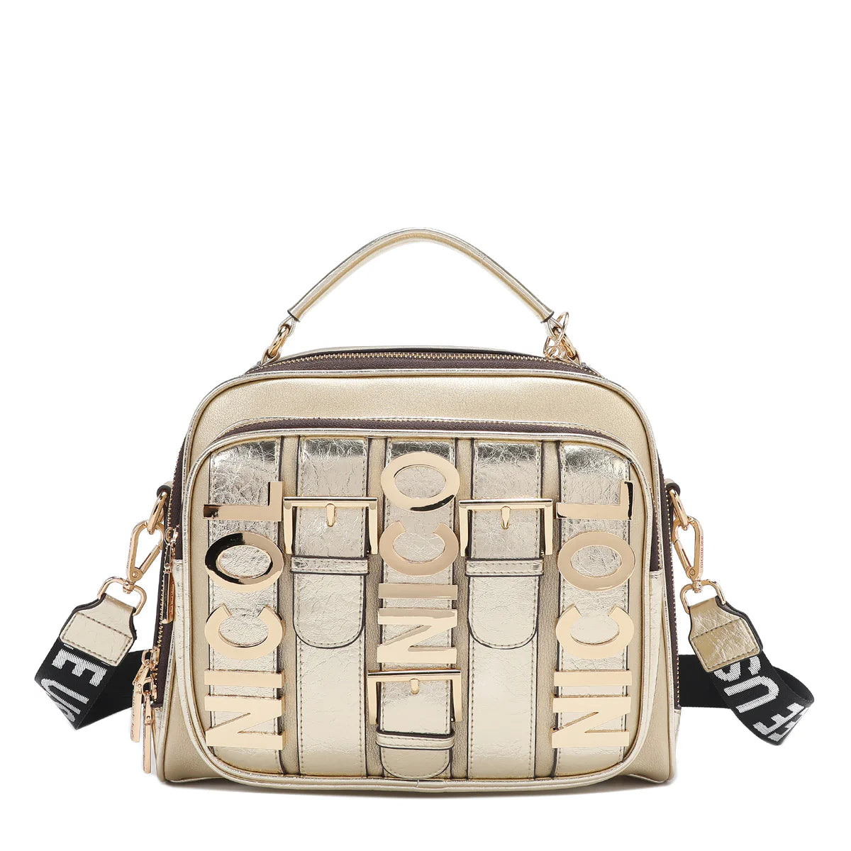 CALISTA TOP HANDLE HANDBAG - P17202 BLACK / NUDE / GOLD / SILVER