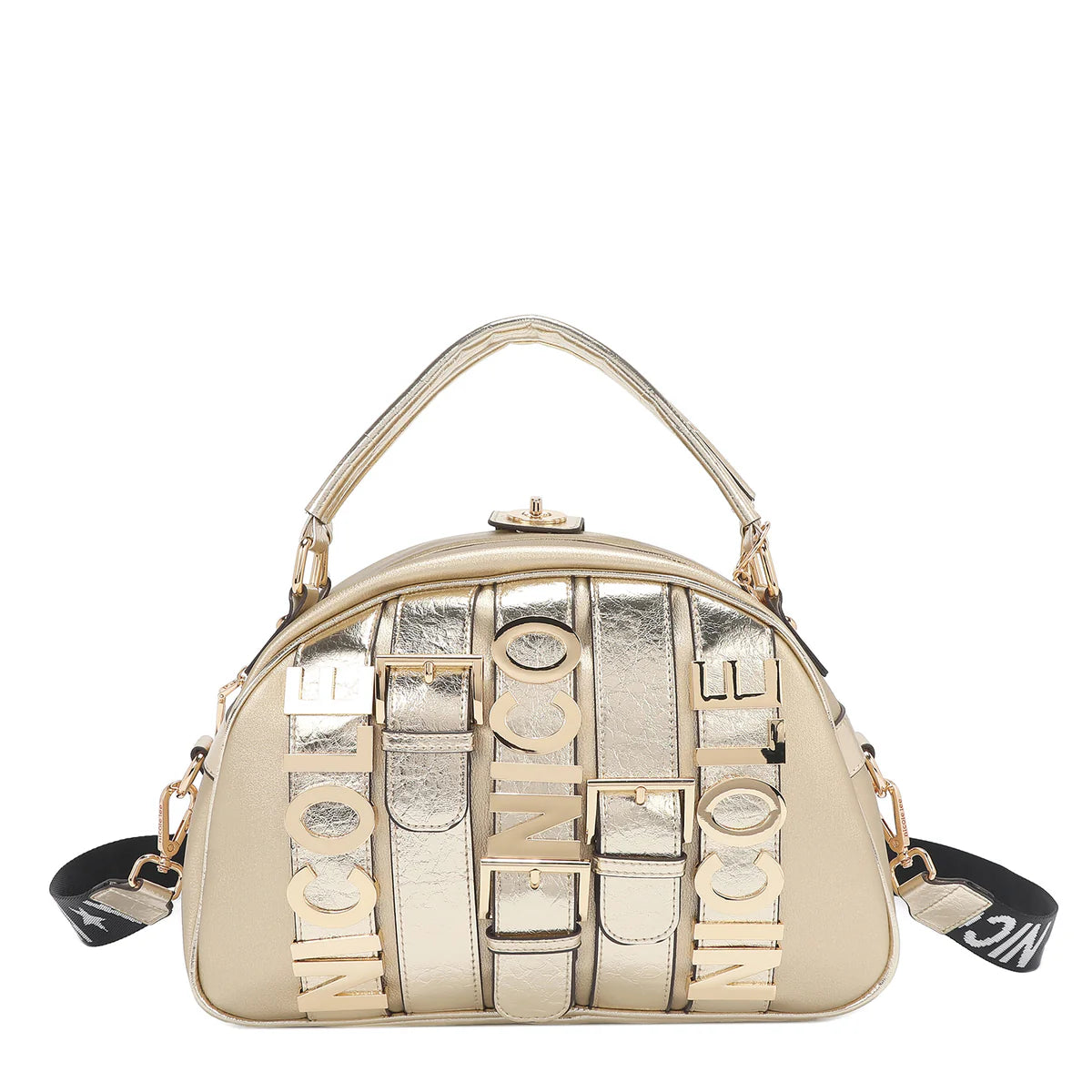 CALISTA DOME SATCHEL - P17204 BLACK / GOLD / SILVER / NUDE