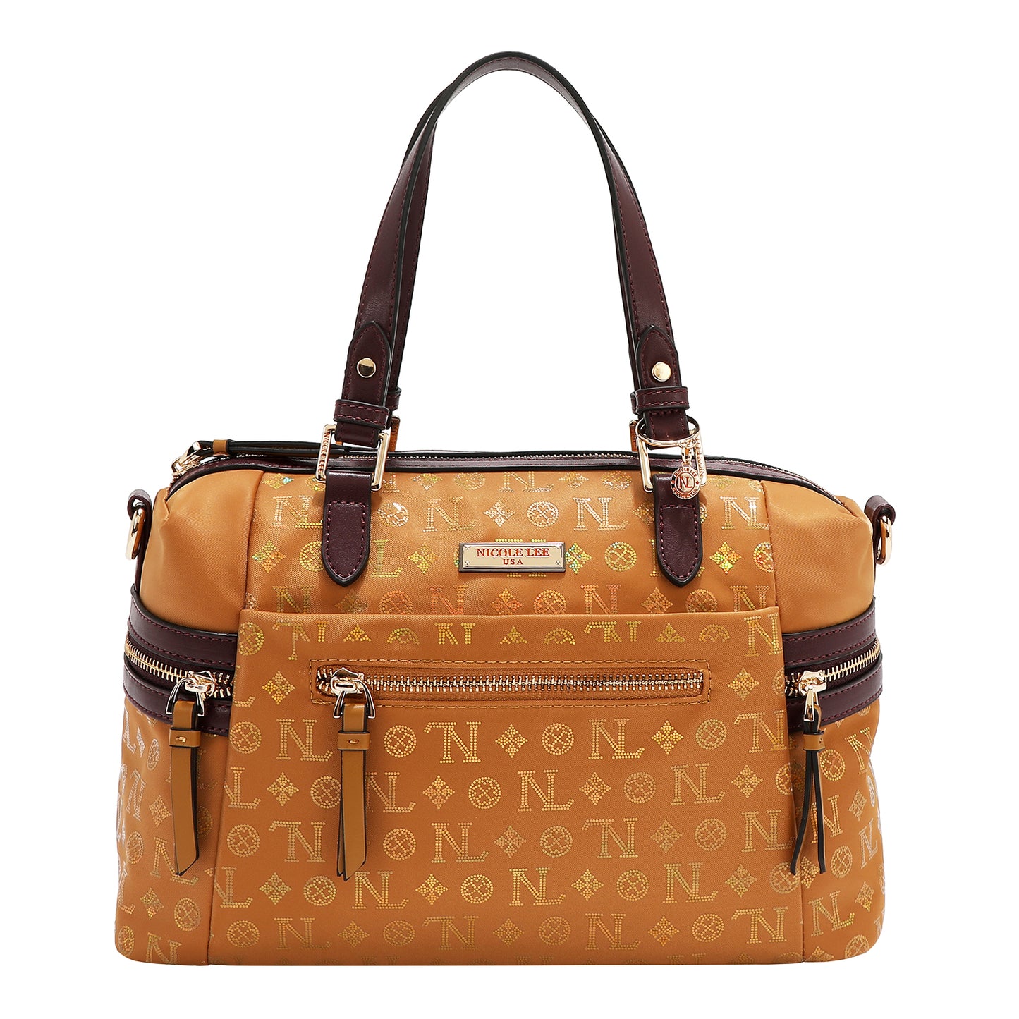 MONOGRAM LOGO SATCHEL BAG - P17525 TAN