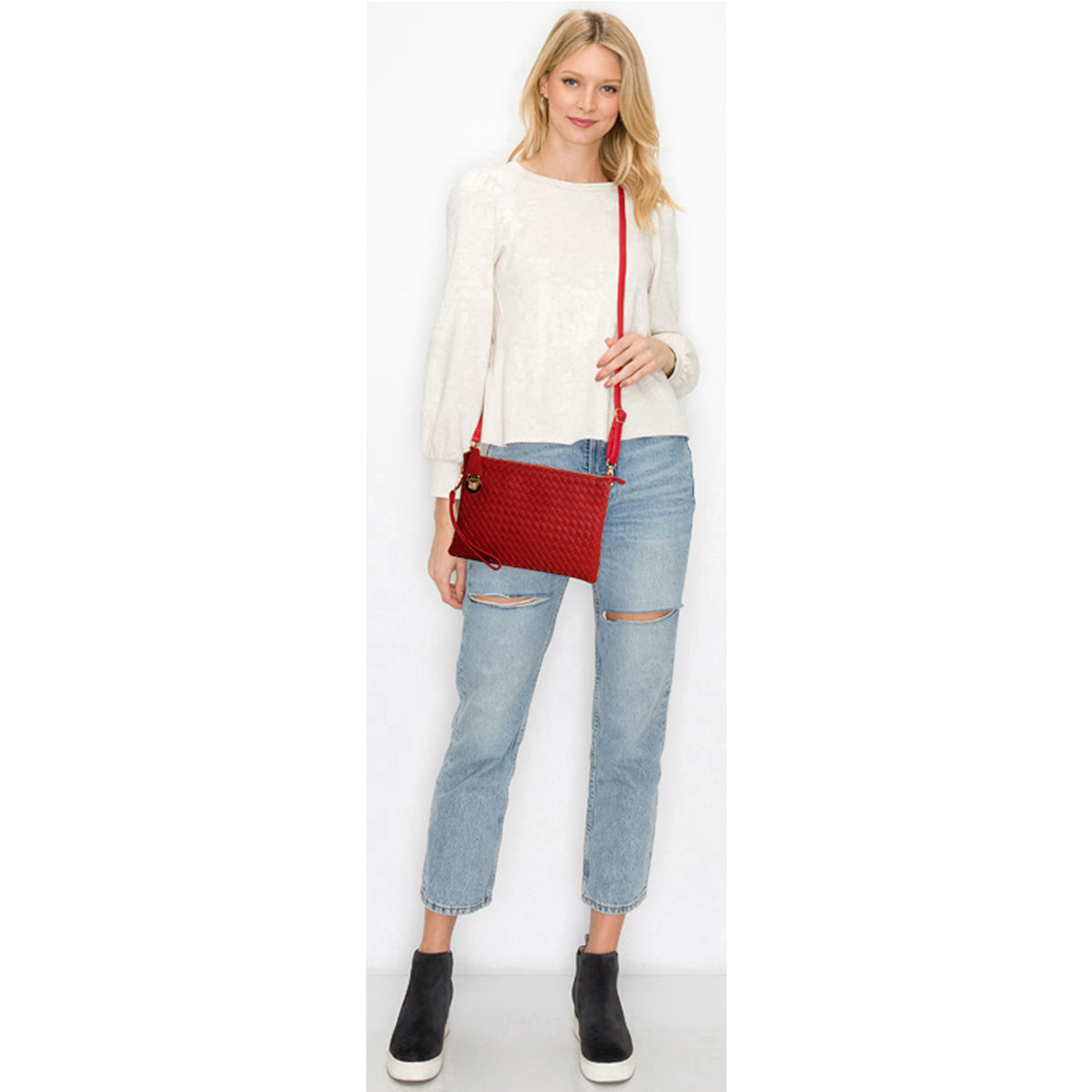 WU042 Fashion Woven Clutch Crossbody Bag