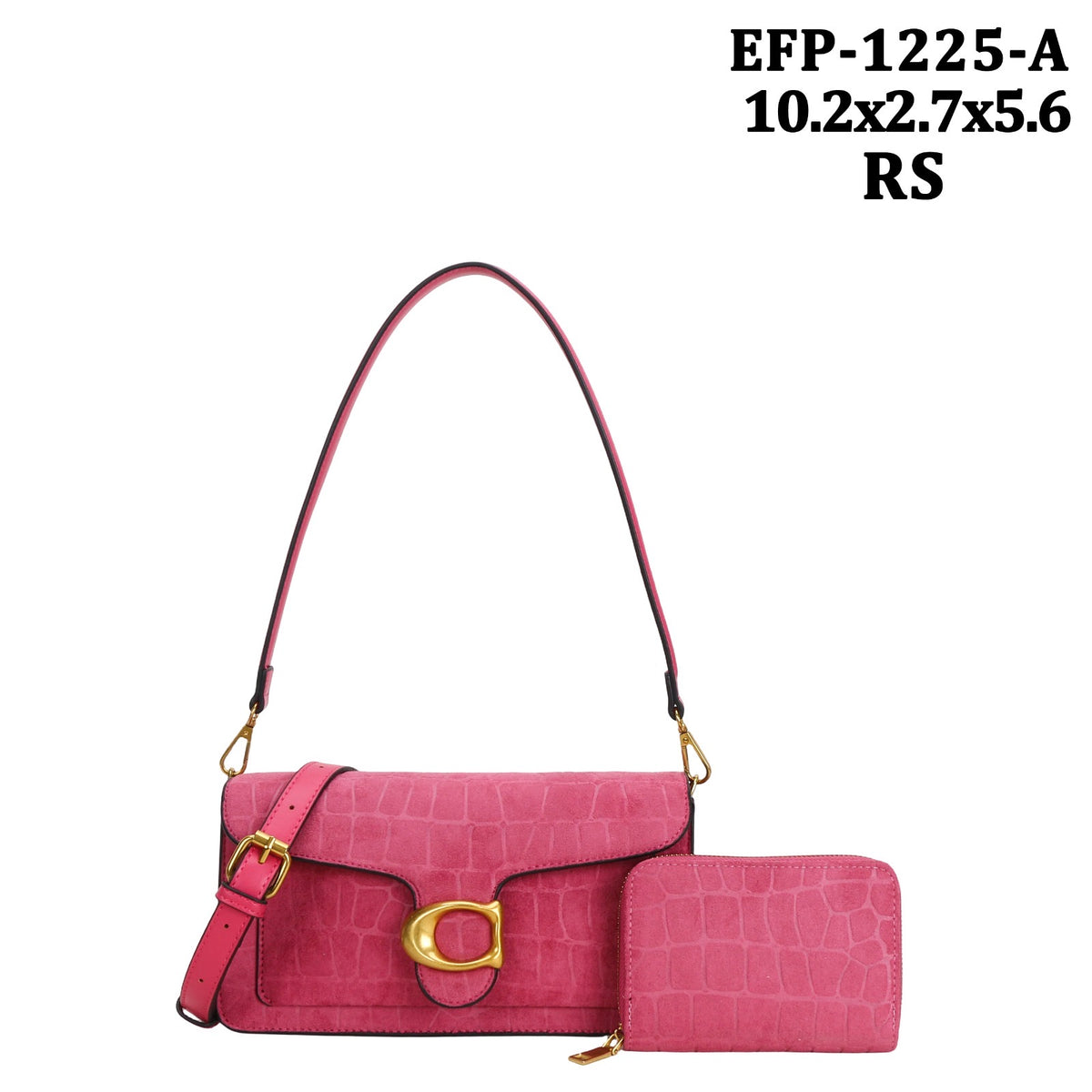 EPF-1225-A Croc-embossed shoulder bag with a matching wallet