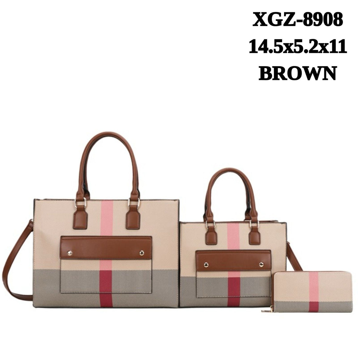XGZ-8908 3 In1 Print Handle Satchel Bag with Wallet