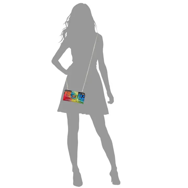 GP041 Multi Graffiti Turn Lock Crossbody Wallet
