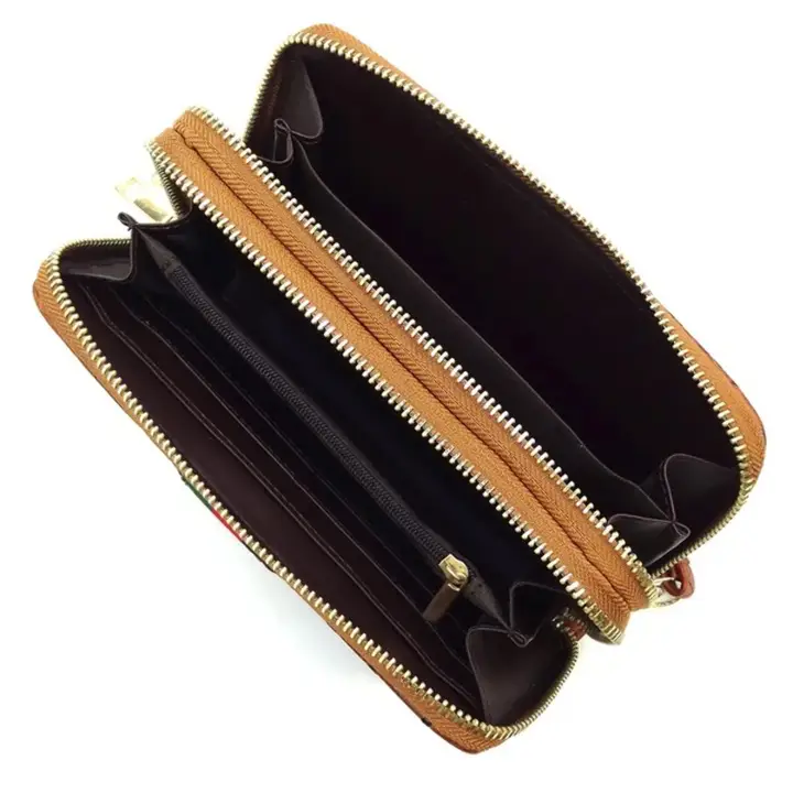 GP028 Multi Graffiti Queen Bee Zip Around Wallet Wristlet Double Zipper