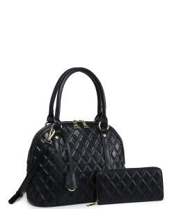 Quilted Satchel Wallet Bag 716551 BROWN