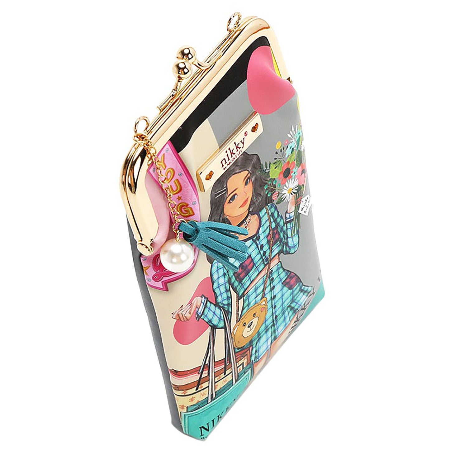 NK20340 NIKKY KISSLOCK PHONE AND SUNGLASS PURSE