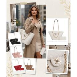 Quilted Chain Tote & Wallet Set PXC-9208-W