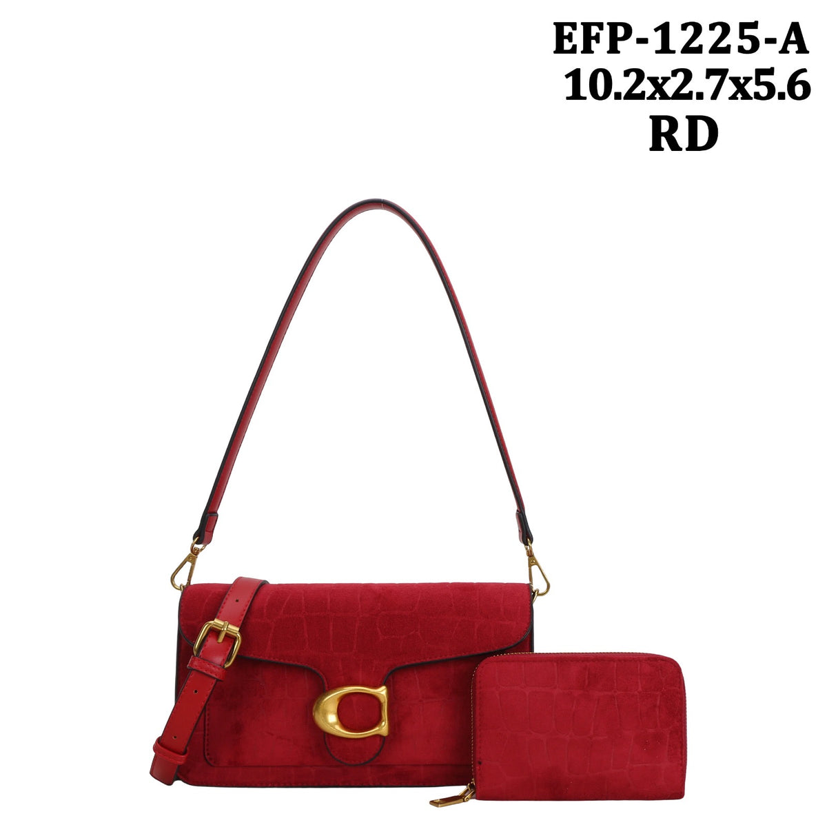 EPF-1225-A Croc-embossed shoulder bag with a matching wallet