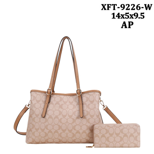 XFT-9226-A   Oval Monogram Handle Satchel with Wallet