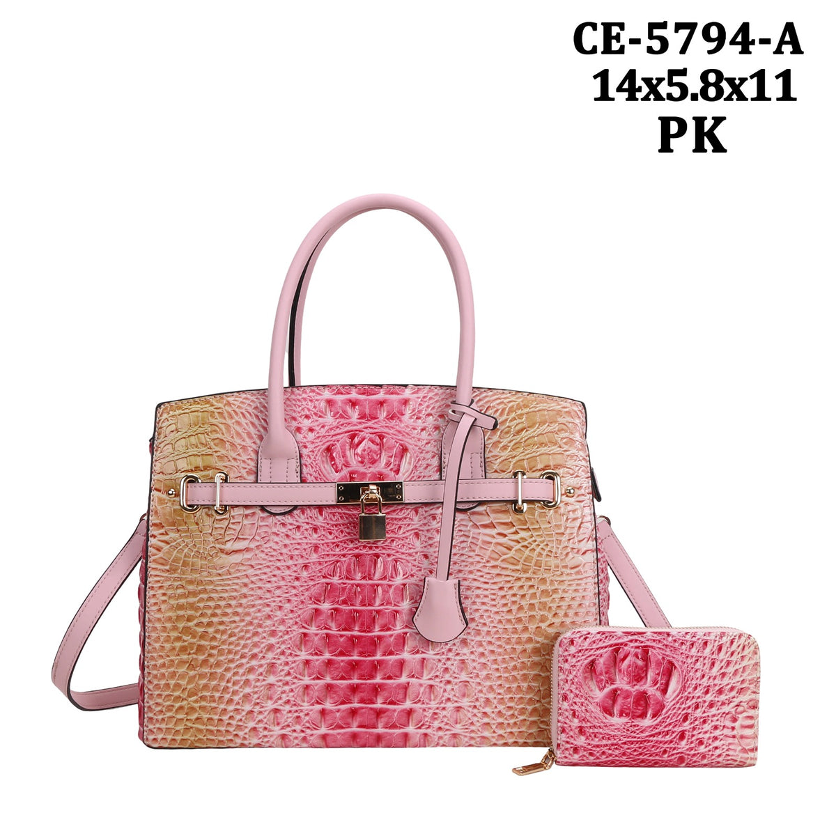CE-5794-A 2 IN 1 Crocodile Tie-dyed Satchel + Wallet