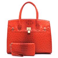 OS1096W Ostrich Croc Padlock 2-in-1 Satchel