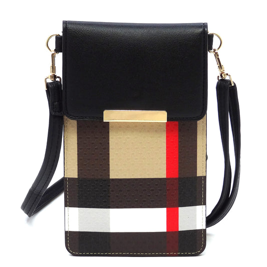 BT082 Tartan Plaid Check Cell Phone Purse Crossbody Bag