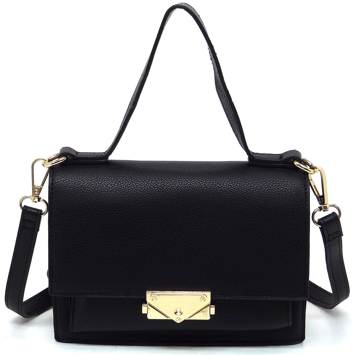 PF705 Fashion Push Lock Flap Crossbody Bag Organizer Cell Phone Purse