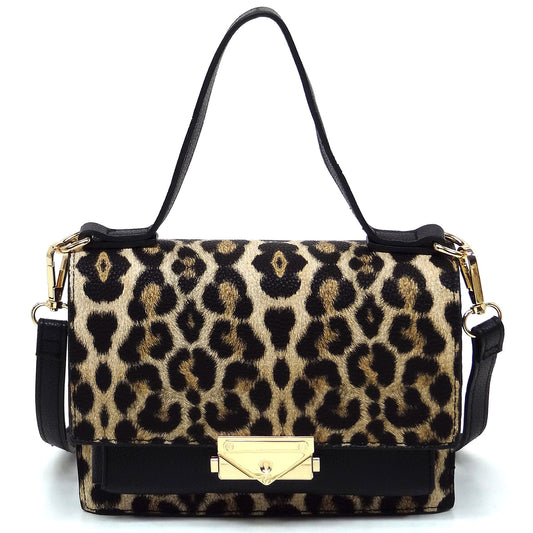 PF705 Fashion Push Lock Flap Crossbody Bag Organizer Cell Phone Purse