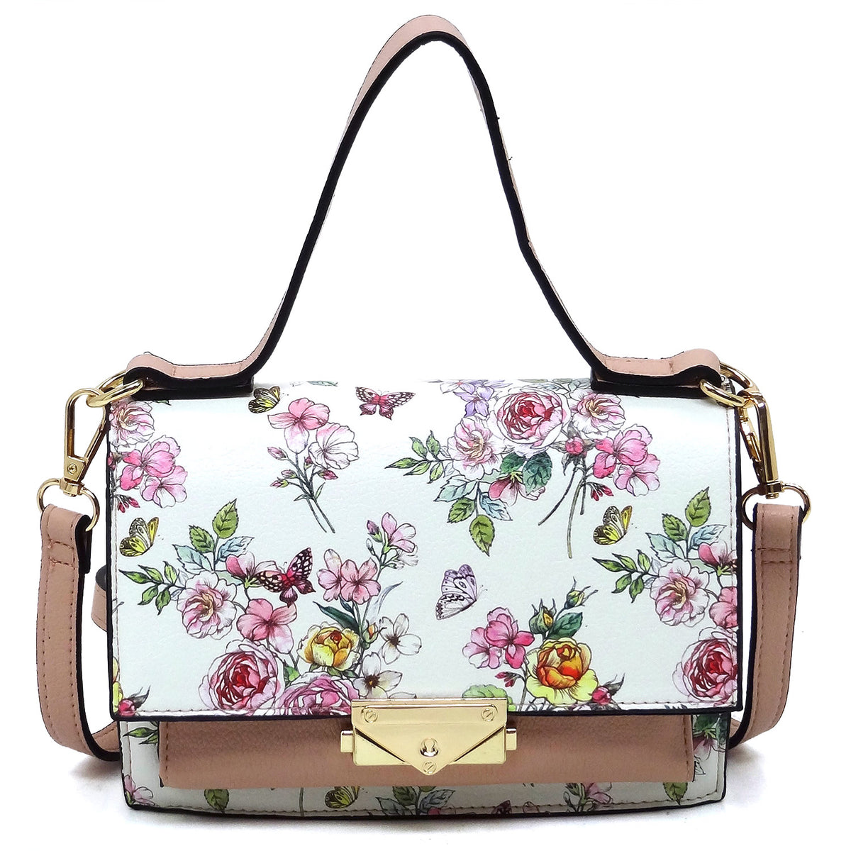 PF705 Fashion Push Lock Flap Crossbody Bag Organizer Cell Phone Purse