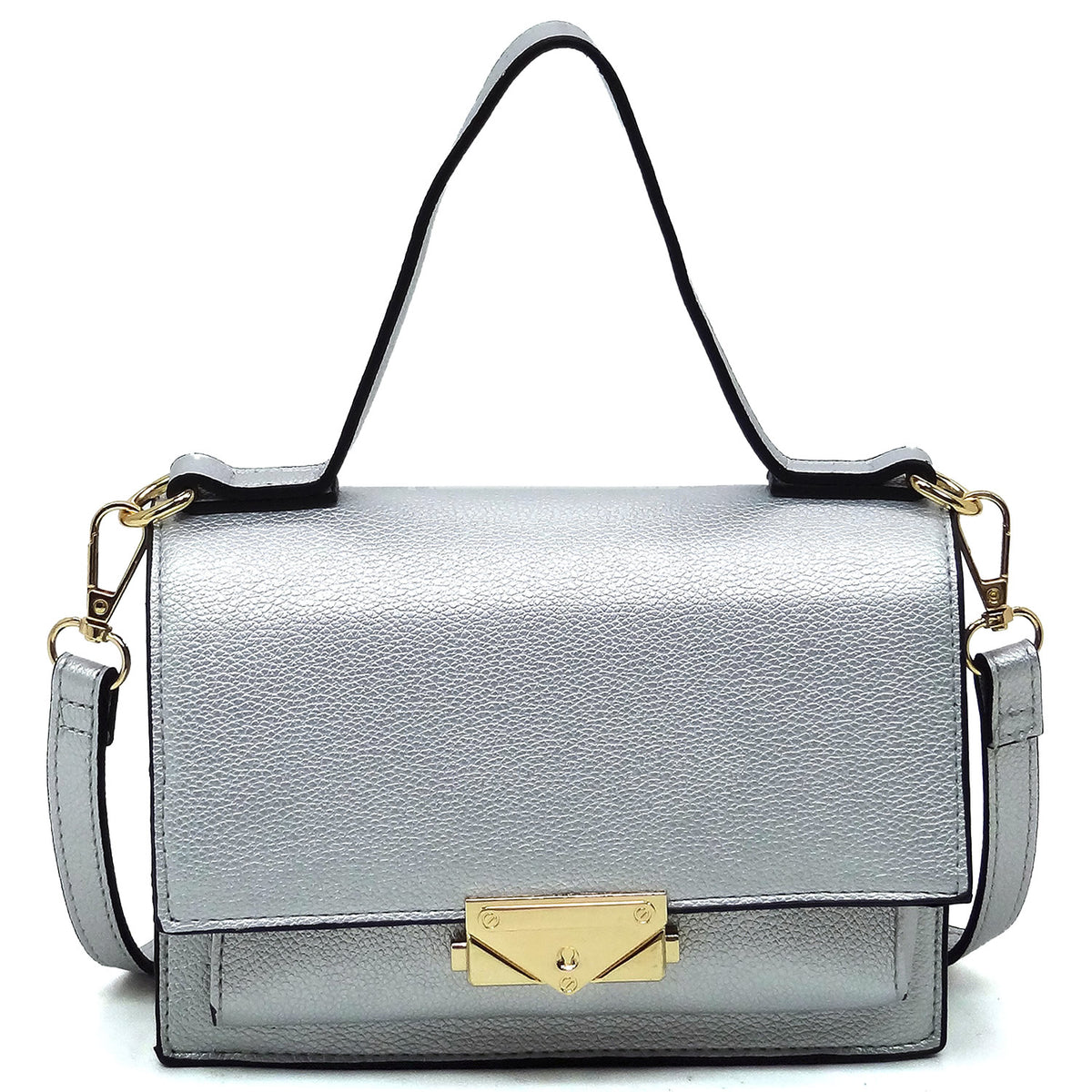 PF705 Fashion Push Lock Flap Crossbody Bag Organizer Cell Phone Purse