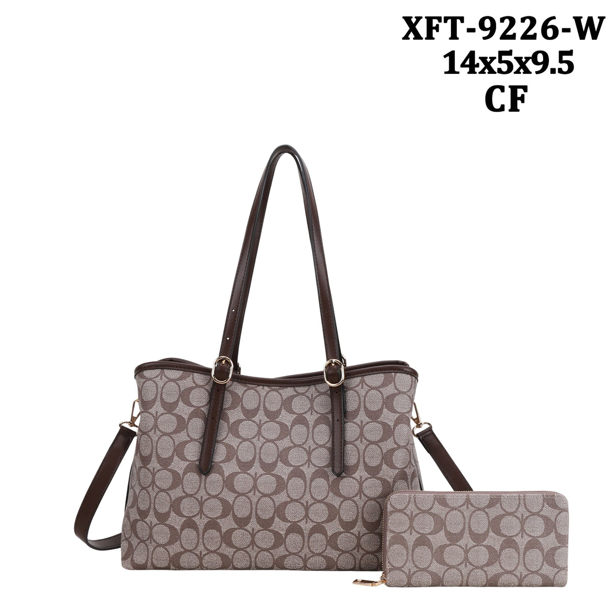 XFT-9226-A   Oval Monogram Handle Satchel with Wallet