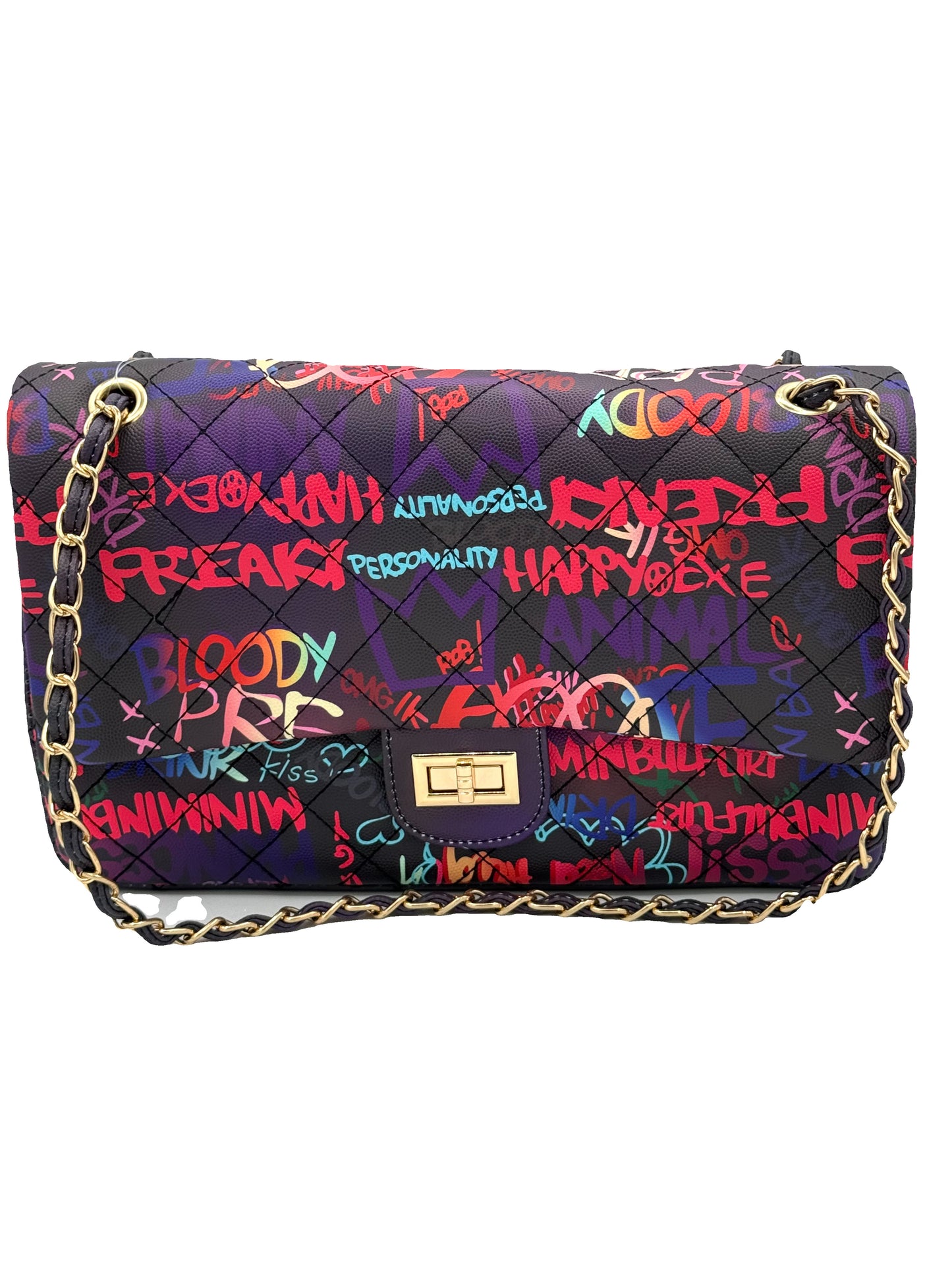 6411 Medium Size Graffiti Shoulder Handbag