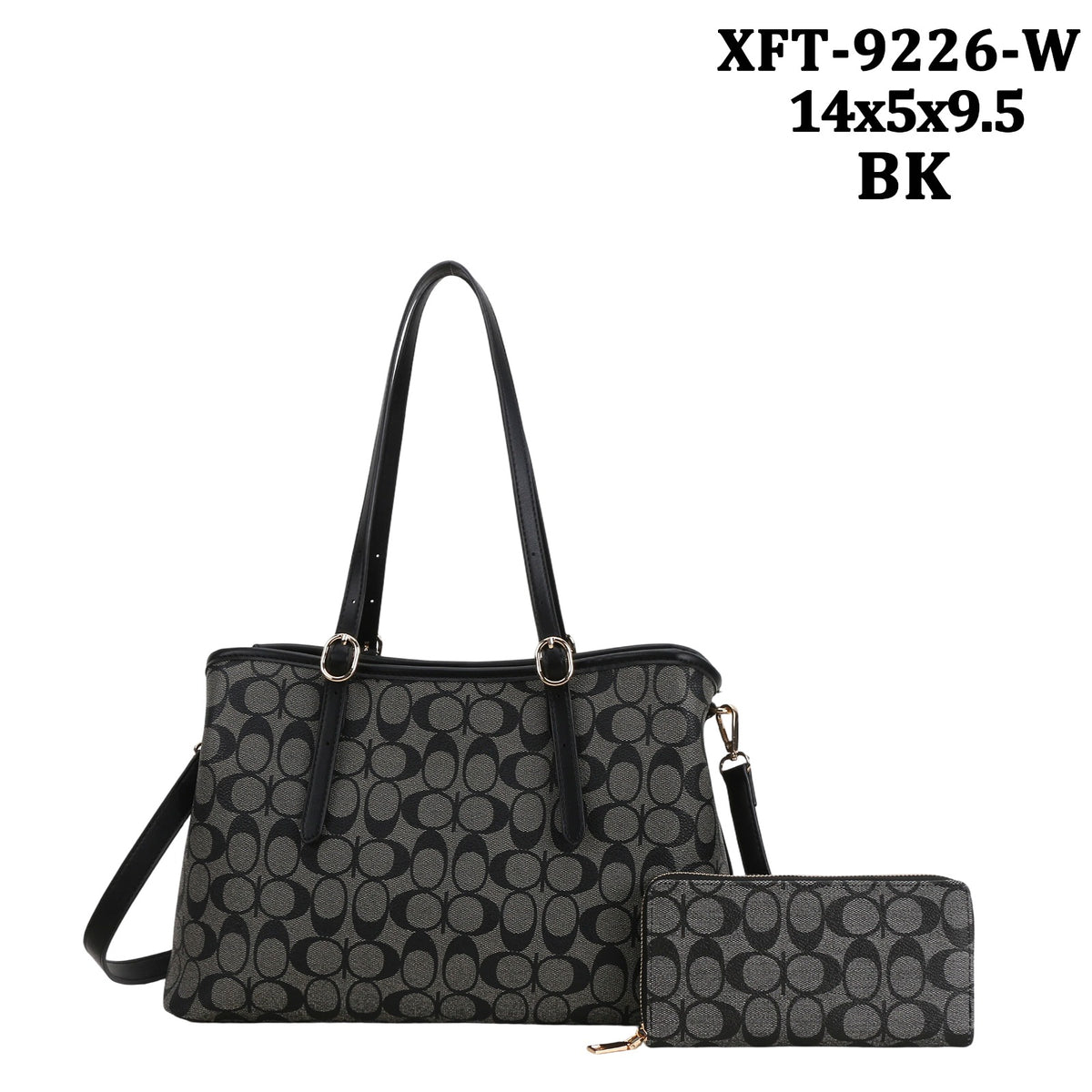 XFT-9226-A   Oval Monogram Handle Satchel with Wallet