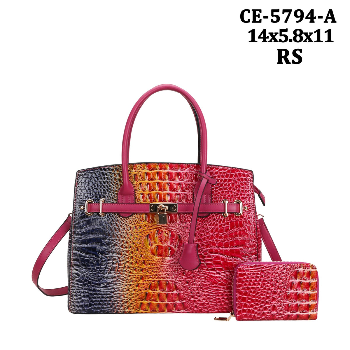 CE-5794-A 2 IN 1 Crocodile Tie-dyed Satchel + Wallet