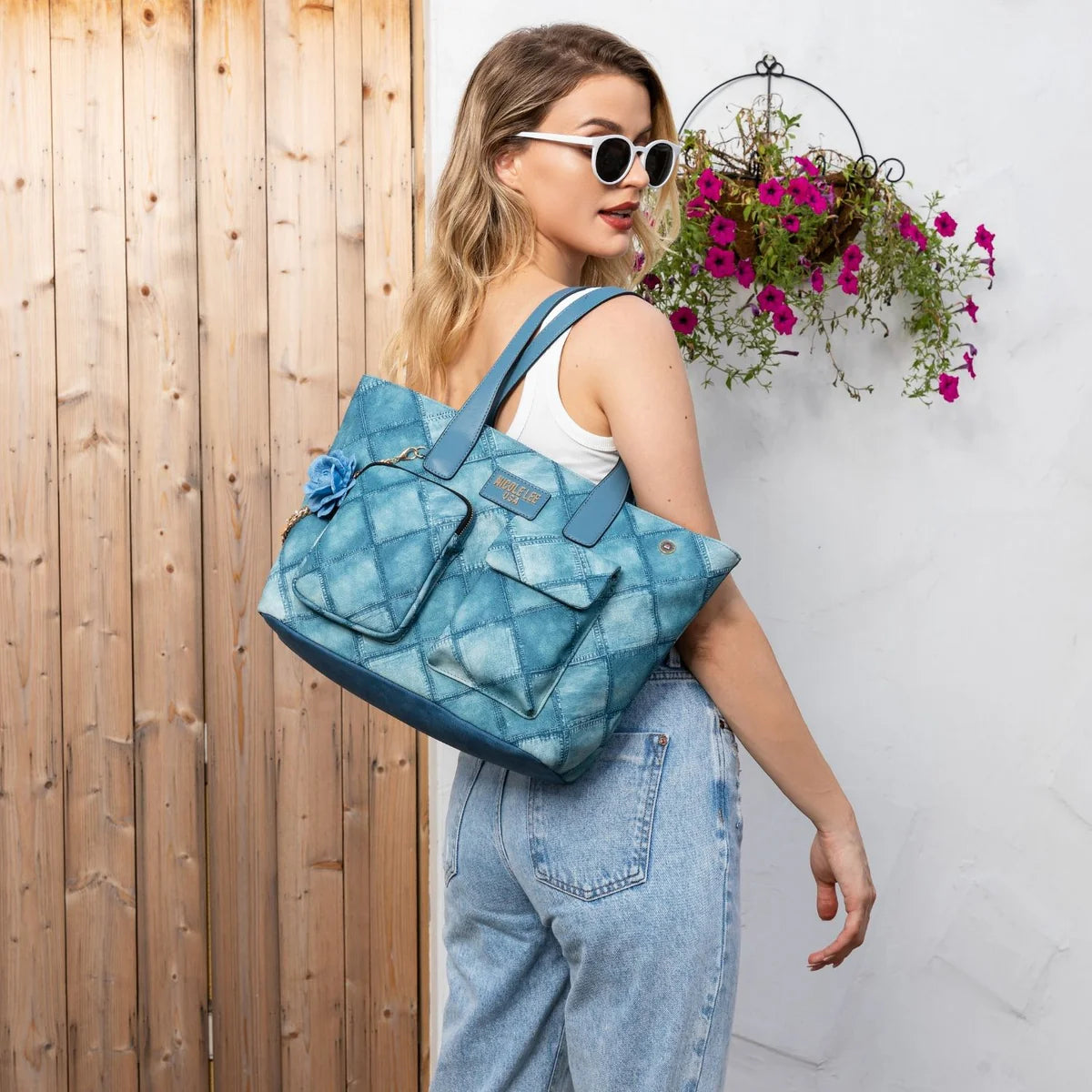 BLUE FLOWER SATCHEL - P17090 BLUE