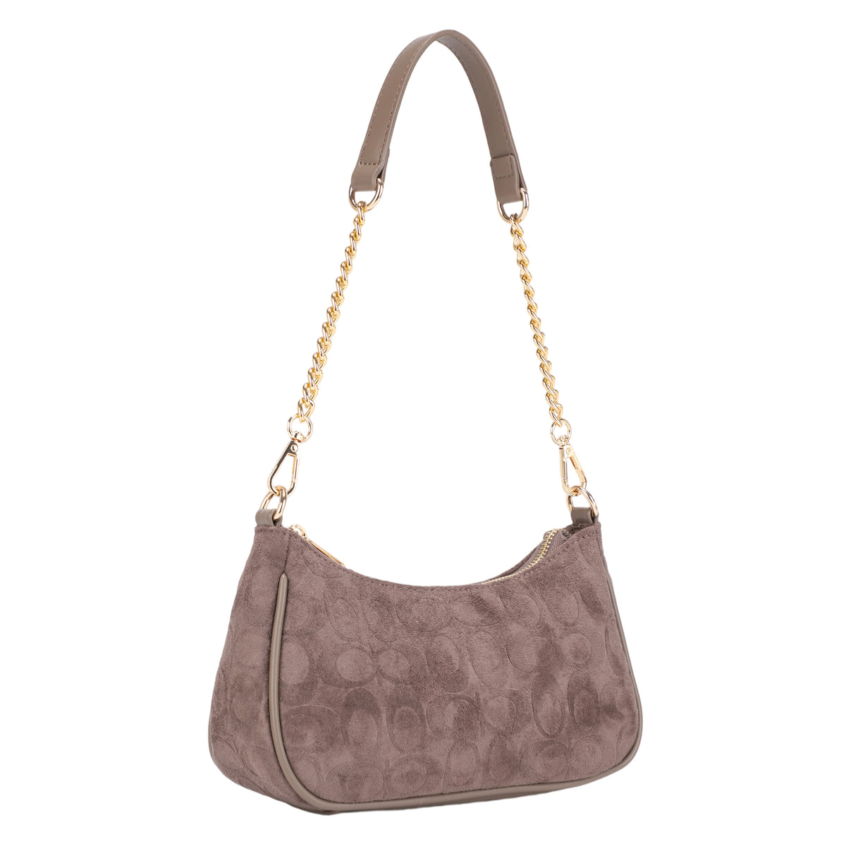 RW556 Oval Print  Faux Suede Shoulder Bag