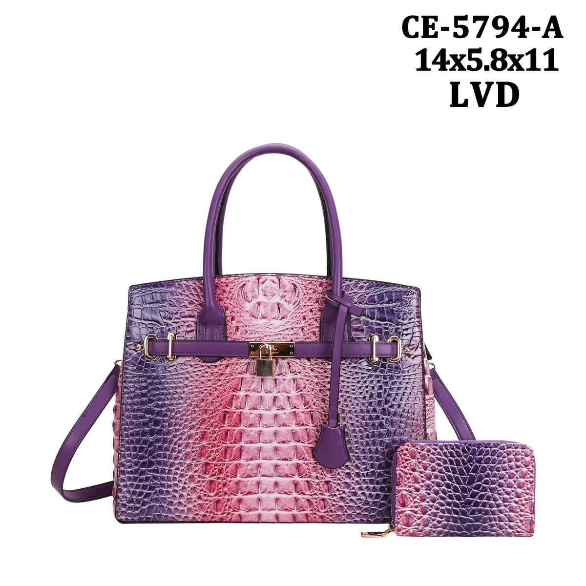 CE-5794-A 2 IN 1 Crocodile Tie-dyed Satchel + Wallet