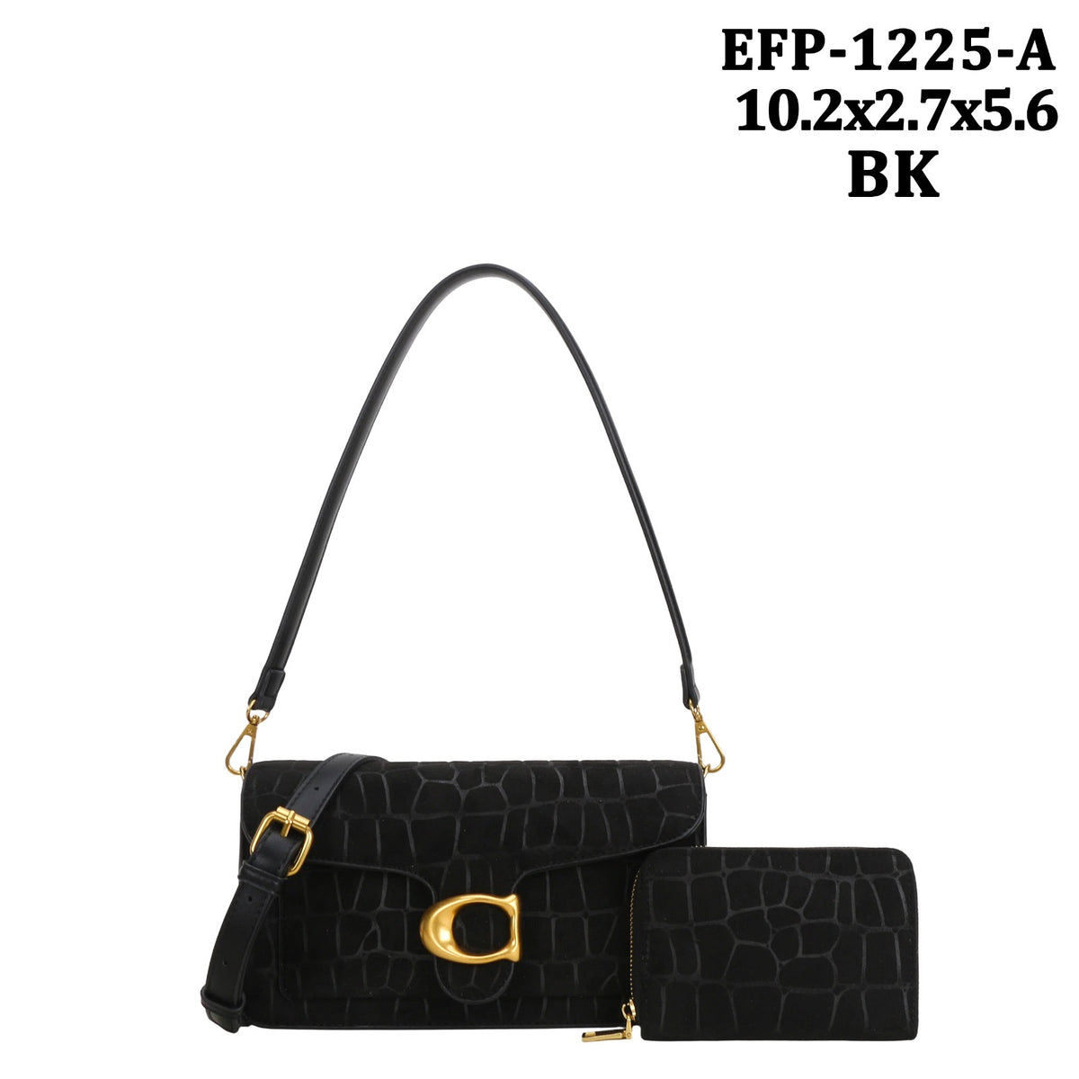 EPF-1225-A Croc-embossed shoulder bag with a matching wallet