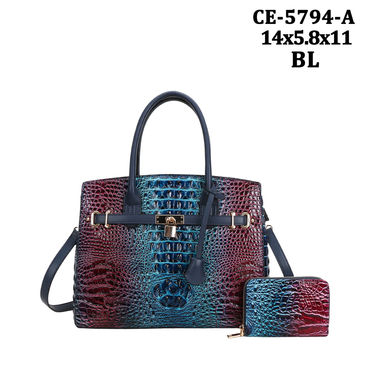 CE-5794-A 2 IN 1 Crocodile Tie-dyed Satchel + Wallet