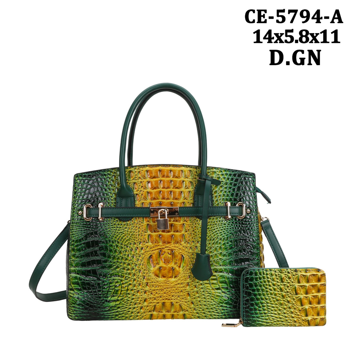 CE-5794-A 2 IN 1 Crocodile Tie-dyed Satchel + Wallet