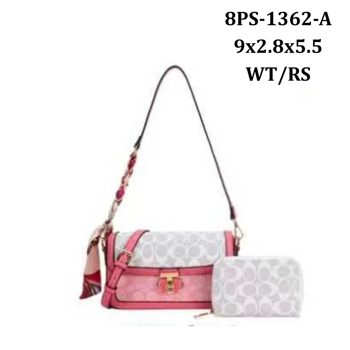 MONOGRAM FAUX LEATHER SHOULDER CROSSBODY BAG WAL, 8PS 1362A
