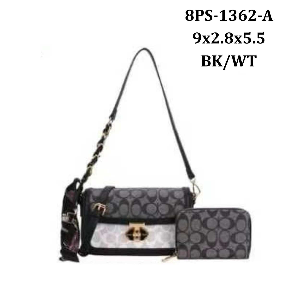 MONOGRAM FAUX LEATHER SHOULDER CROSSBODY BAG WAL, 8PS 1362A