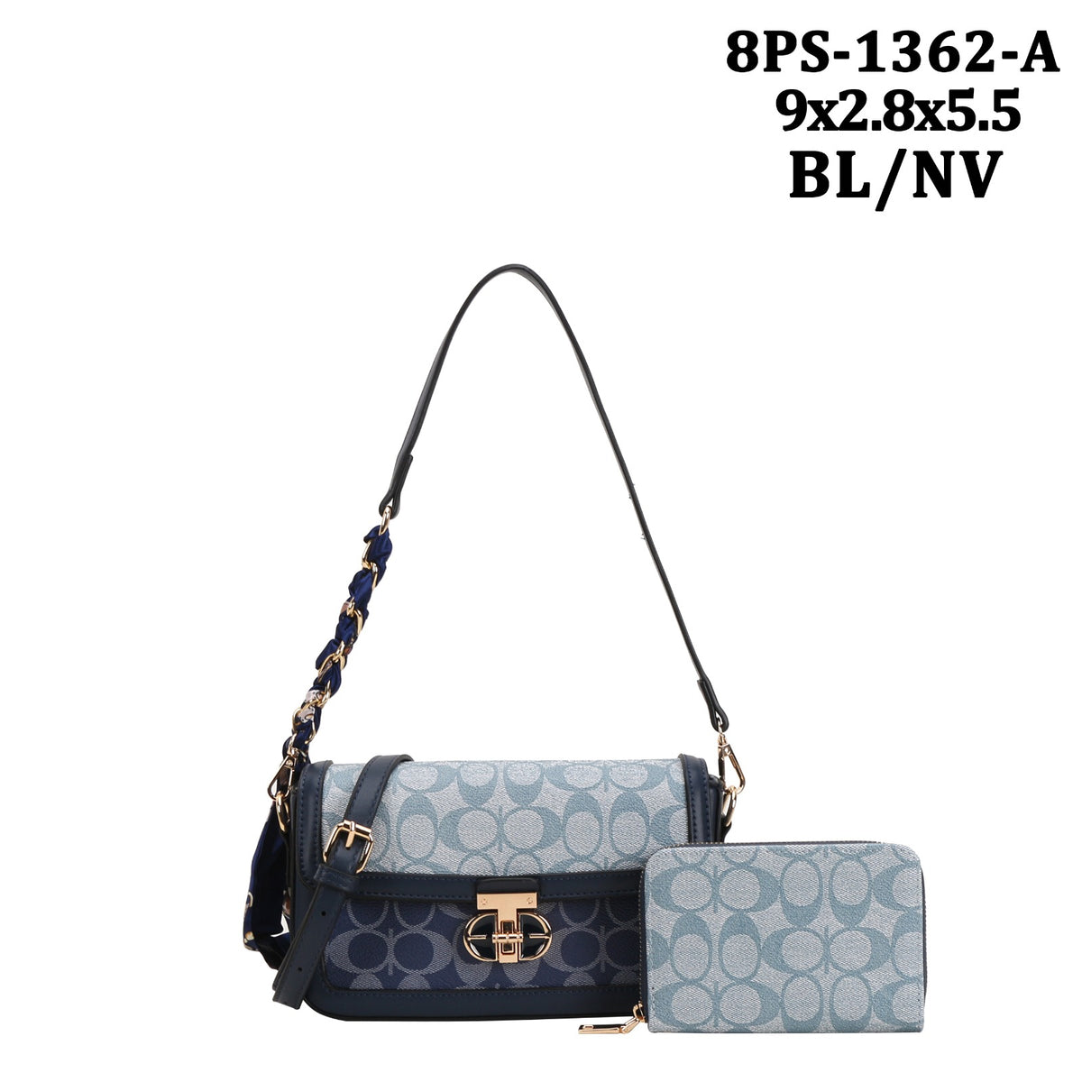 MONOGRAM FAUX LEATHER SHOULDER CROSSBODY BAG WAL, 8PS 1362A