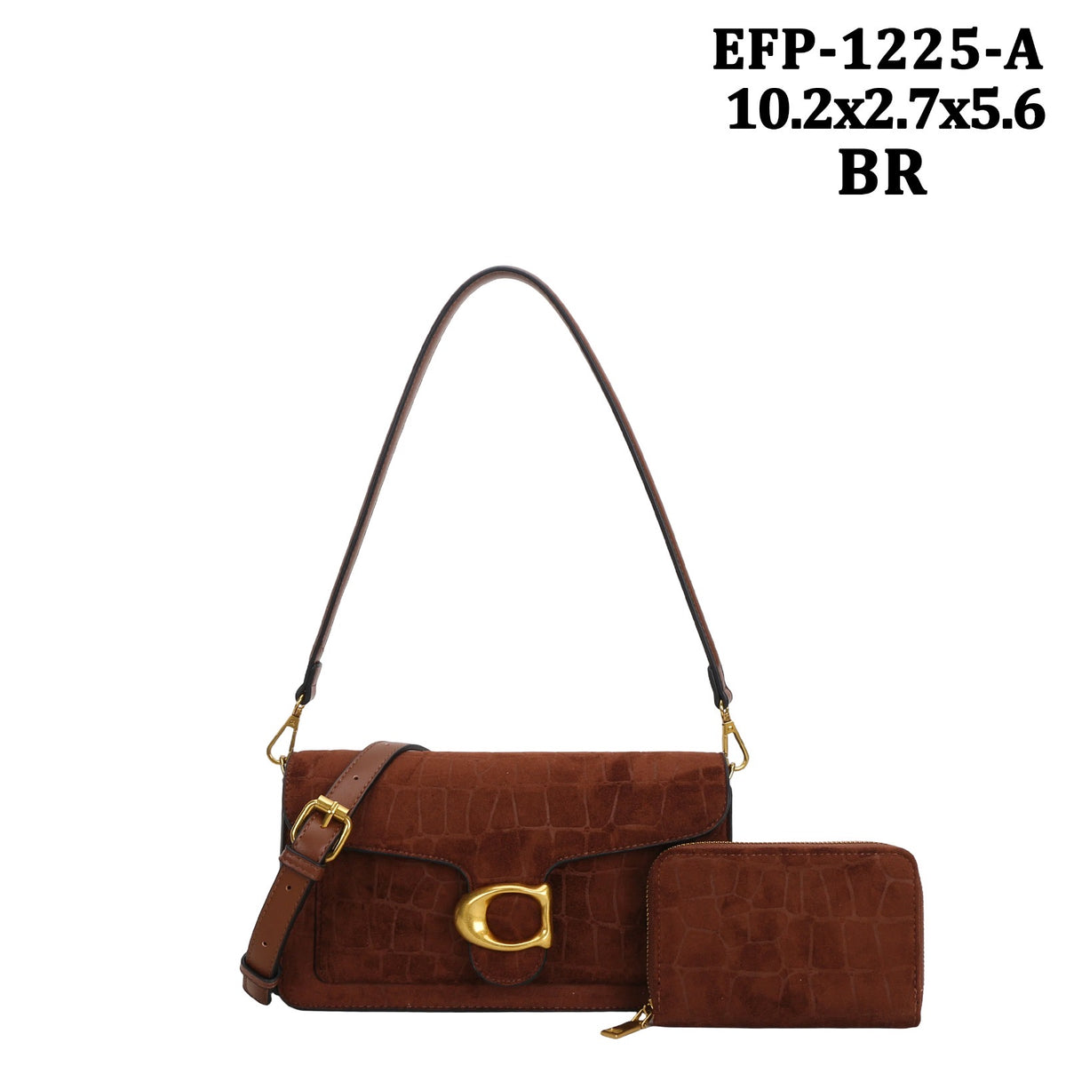 EPF-1225-A Croc-embossed shoulder bag with a matching wallet