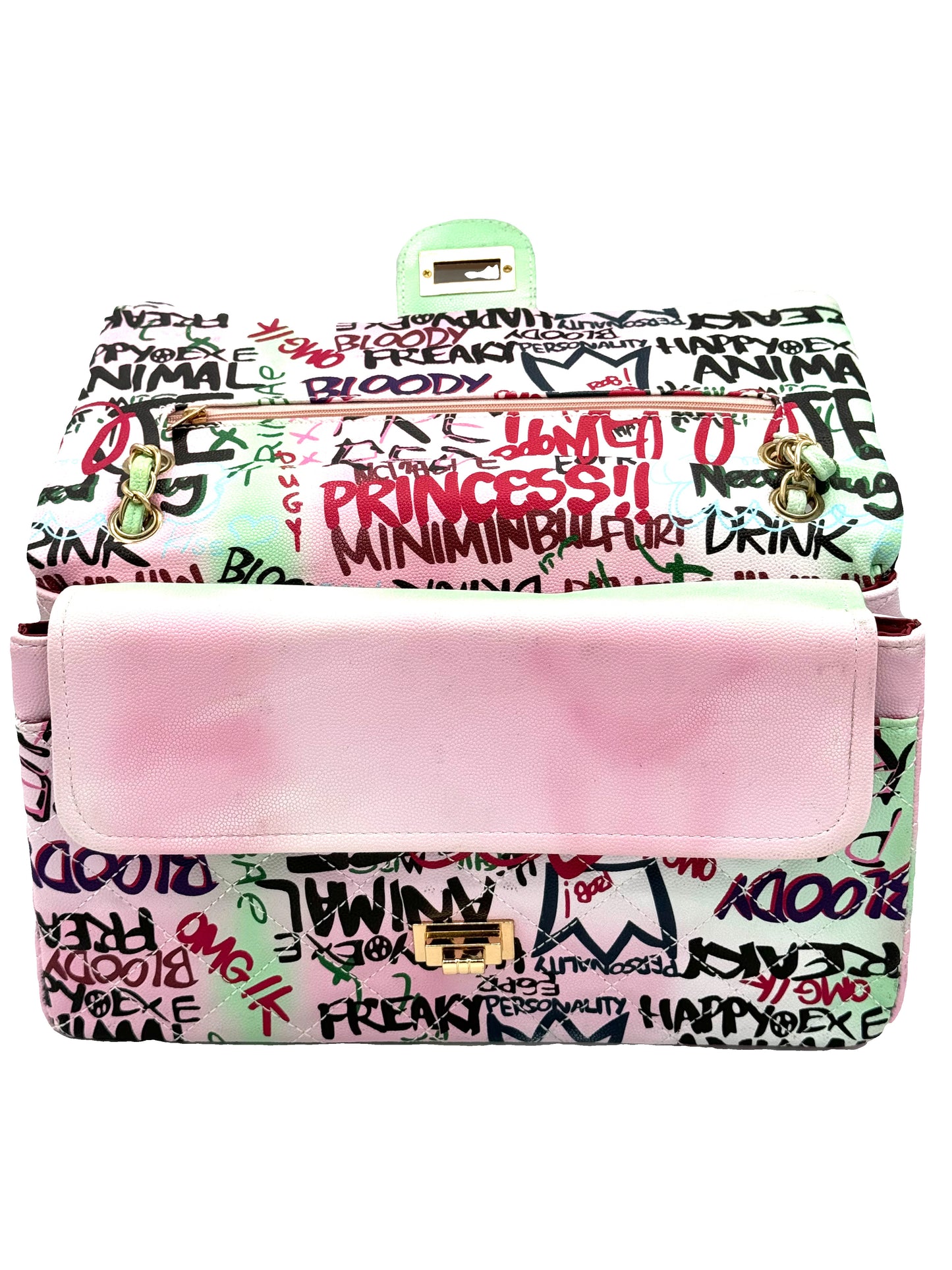 6411 Medium Size Graffiti Shoulder Handbag