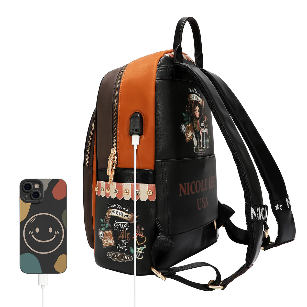 LAPTOP BACKPACK WITH USB CHARGING PORT - BP16698 VIRTUAL FRIEND / EMOTION