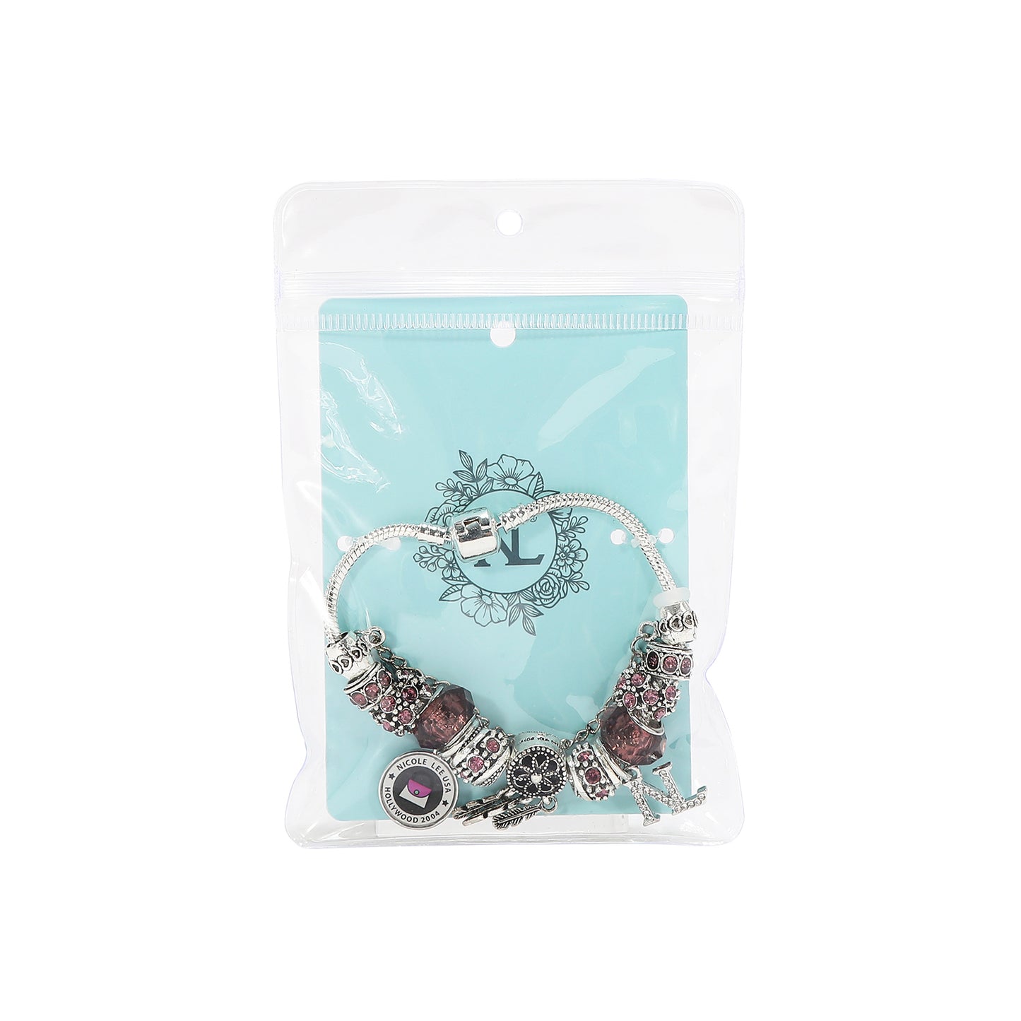 SILVER CHARM BRACELET PURPLE - BR8007