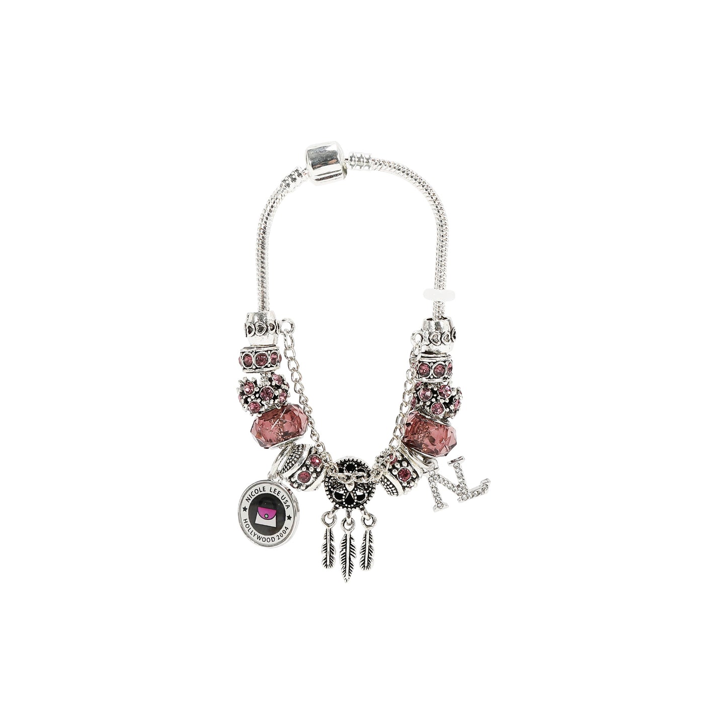 SILVER CHARM BRACELET PURPLE - BR8007