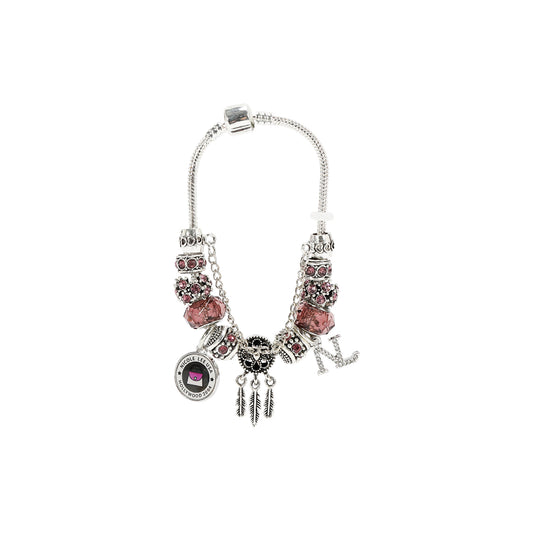 SILVER CHARM BRACELET PURPLE - BR8007