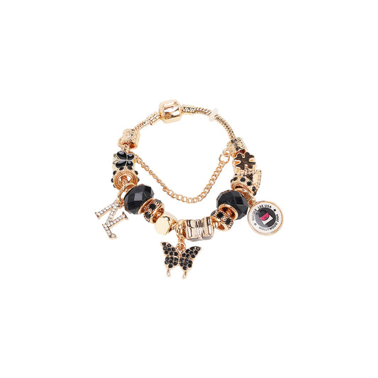 GOLD CHARM BRACELET BLACK - BR8009 BLACK